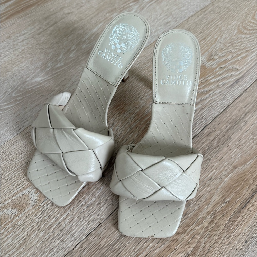 Vince Camuto Beige Woven Heeled Sandals